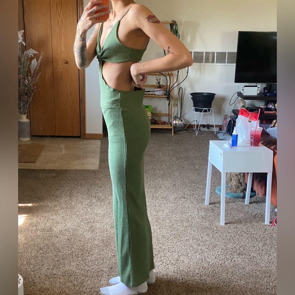 Green cut out dress